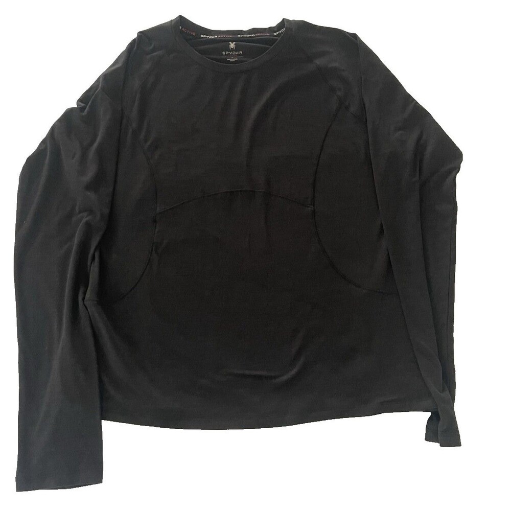 Spyder  Men's Pullover  Shirt Breathable  Black Long Sleeve Polyester Size L